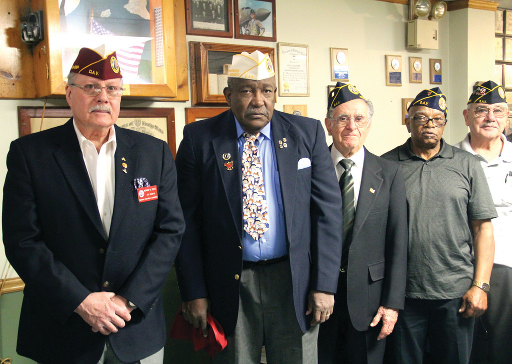 COMMITTED TO THE CAUSE: Some of the DAV members at Saturday’s installation were Richard W. Schatz, National Executive Committee 3rd District; State Commander Fred Adams; Commander Gilbert Botelho; and Robert Bank, past commander, Chapter 1.