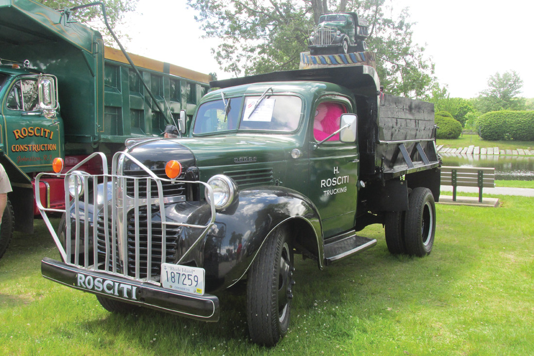 ROSCITI RUN: Rosciti Construction had several vehicles, including this life-size dump truck and mini-model at Sunday’s show in Johnston.