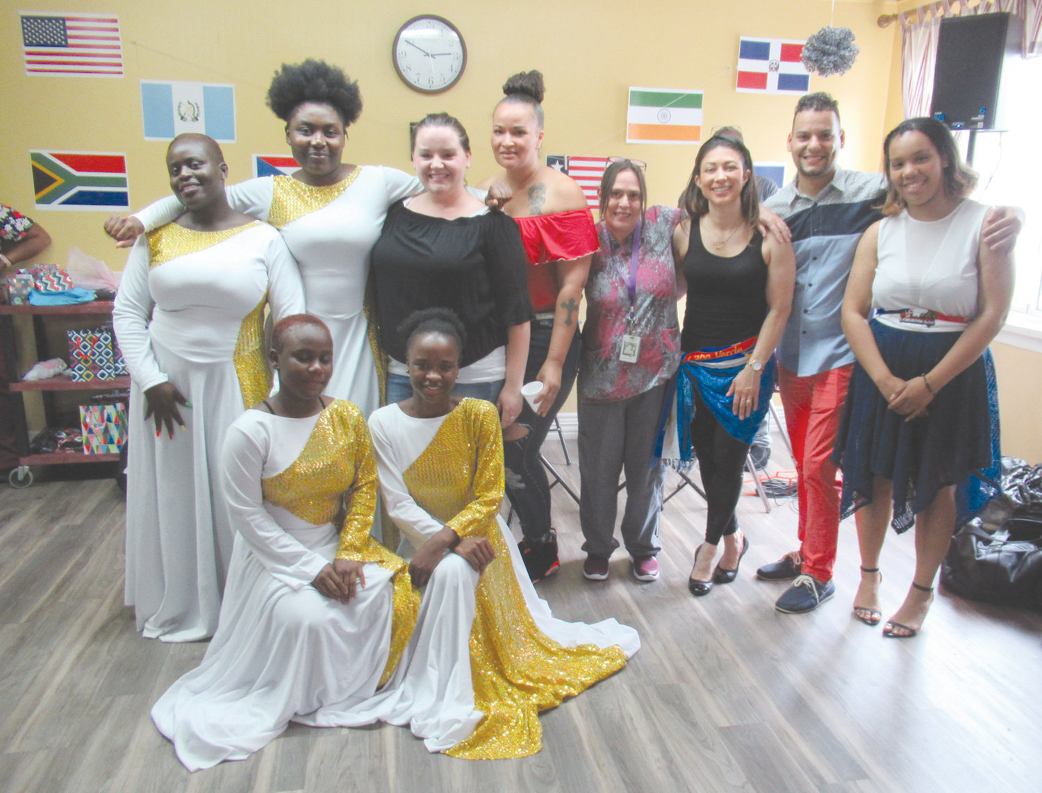 EXCELLENT ENTERTAINERS: These are all the Briarcliffe manor employees who recently treated residents to an exciting and entertaining Latin Dance Off event in Johnston.