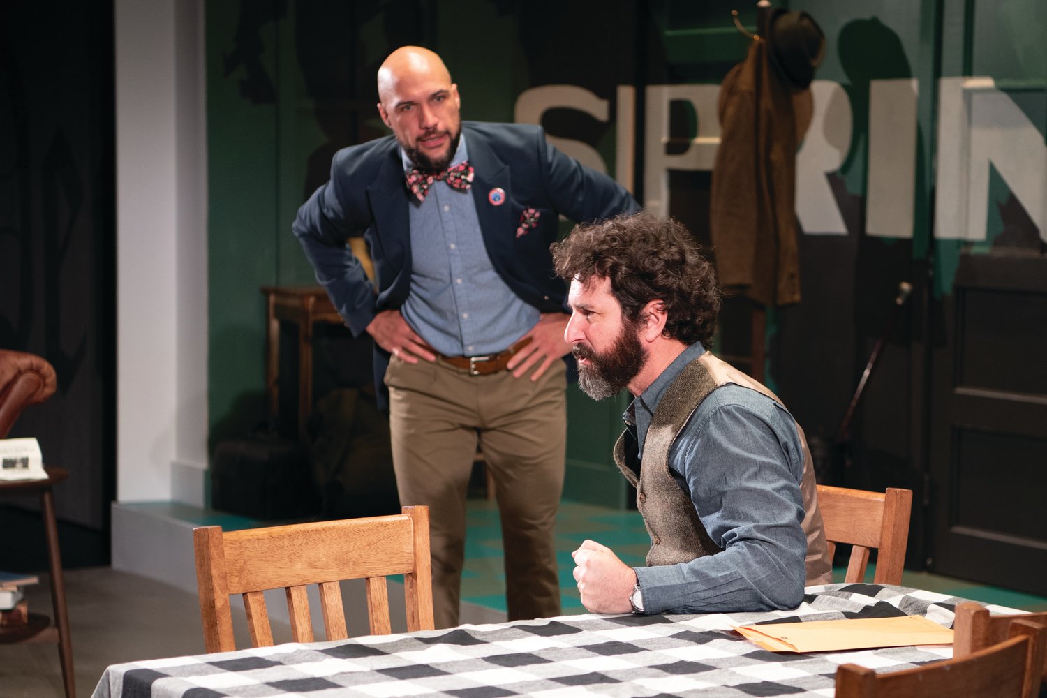 TIMELESS THEME: From left, Jonathan Higginbotham (Peter Stockman) and Sean McConaghy (Dr. Thomas Stockman) are seen during Gamm’s “A Lie Agreed Upon.”