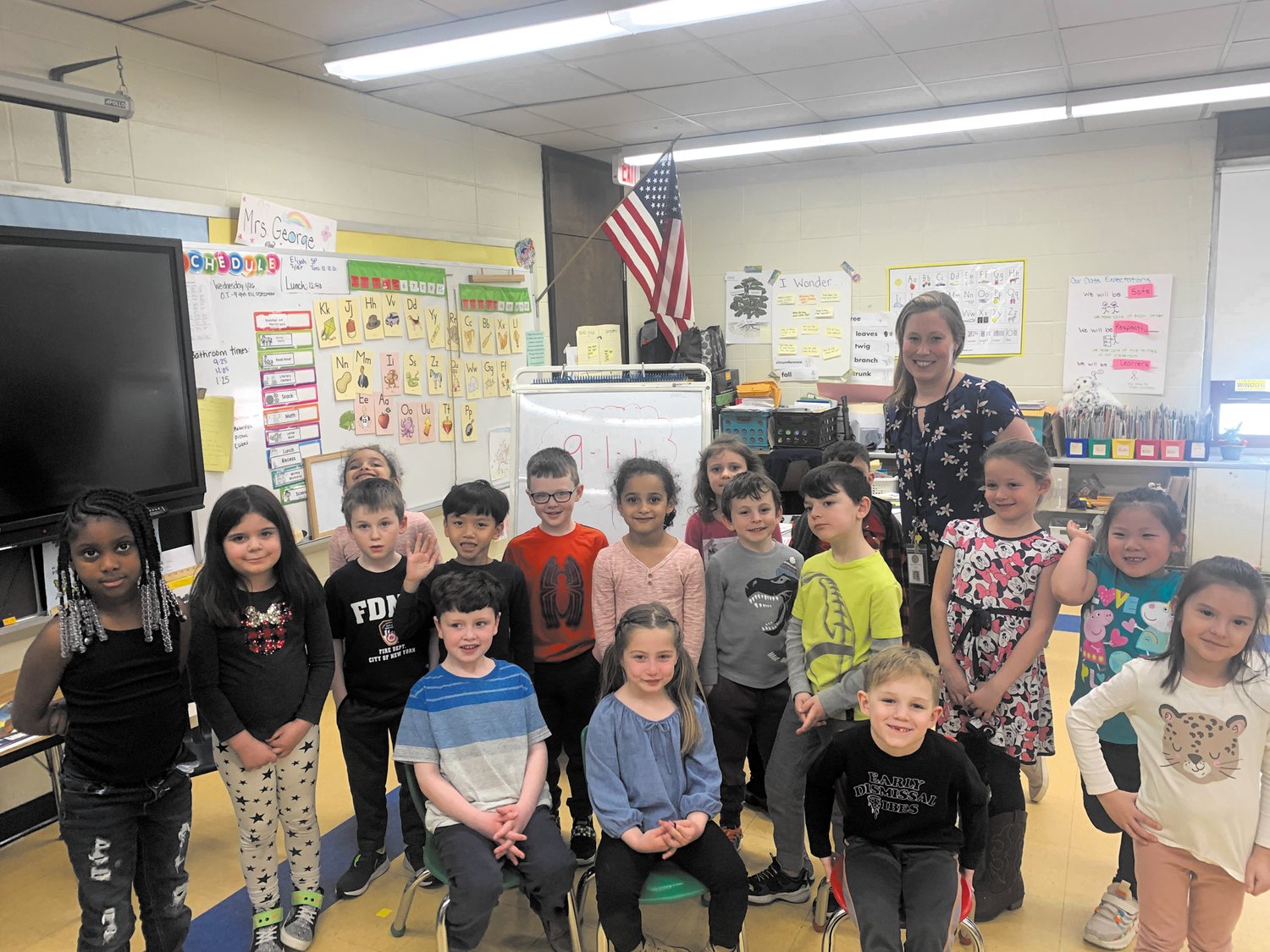 On Tuesday Brooklyn Kraemer, a kindergarten student at Norwood Elementary School, was celebrated by her class after helping her grandmother during a medical emergency last month. (Warwick Beacon Photos)