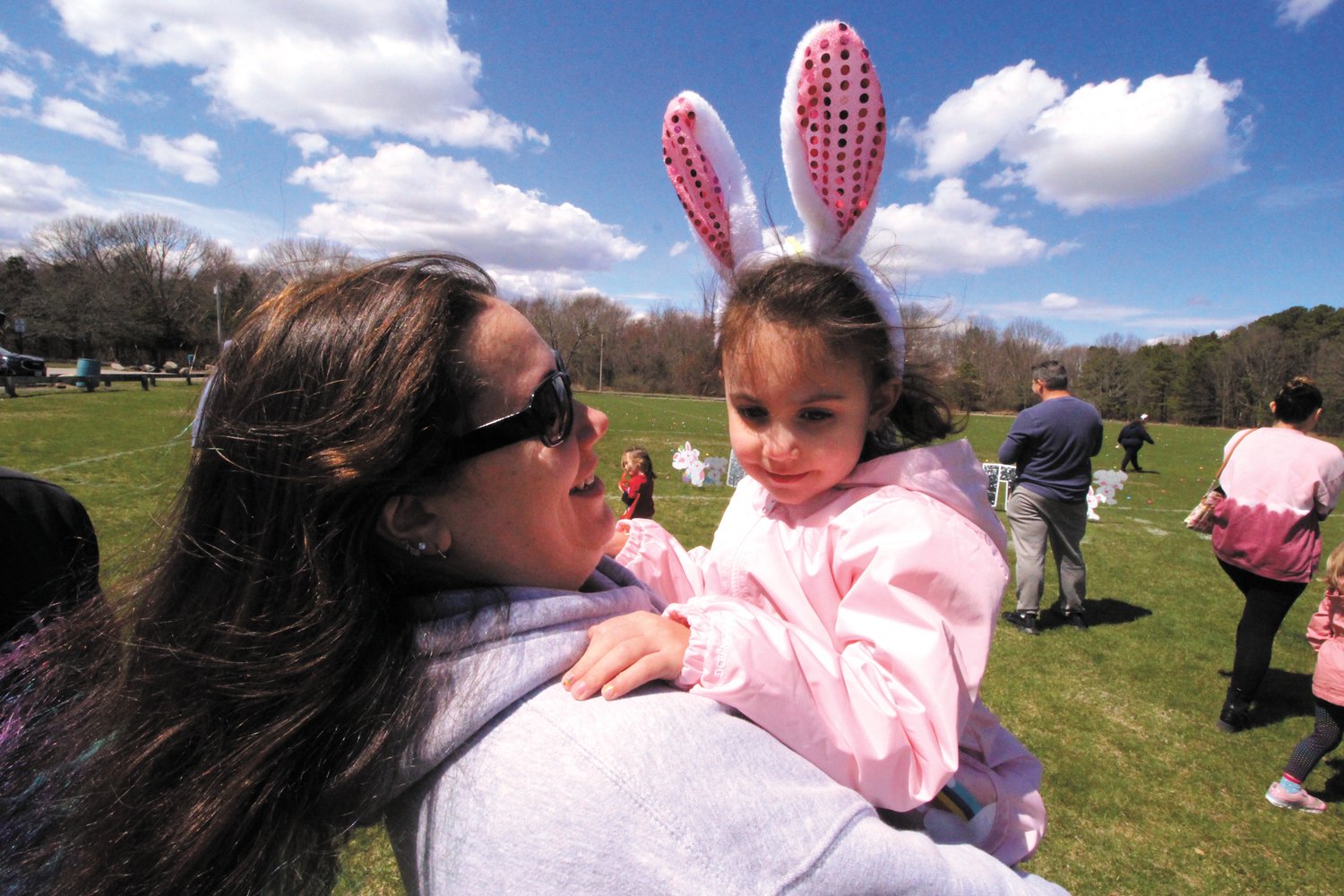 SHY BUNNY: Felicity Boccansuso was hesitant to smile for the camera despite the urging of her mother Nicole. She is three and a half years old and has been taking dance lessons for a year. 