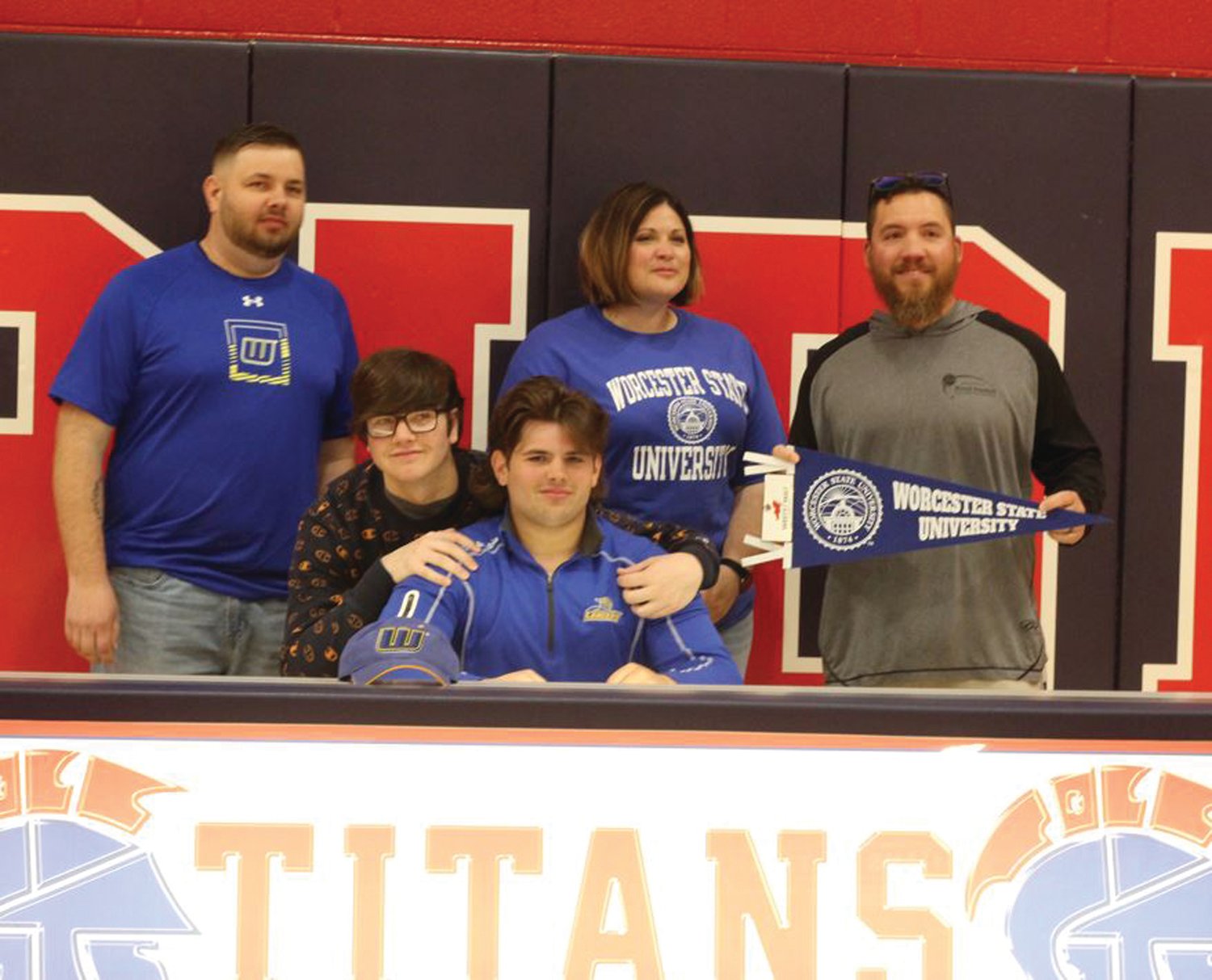 Zach Scotti with family and Coach Nick Durand