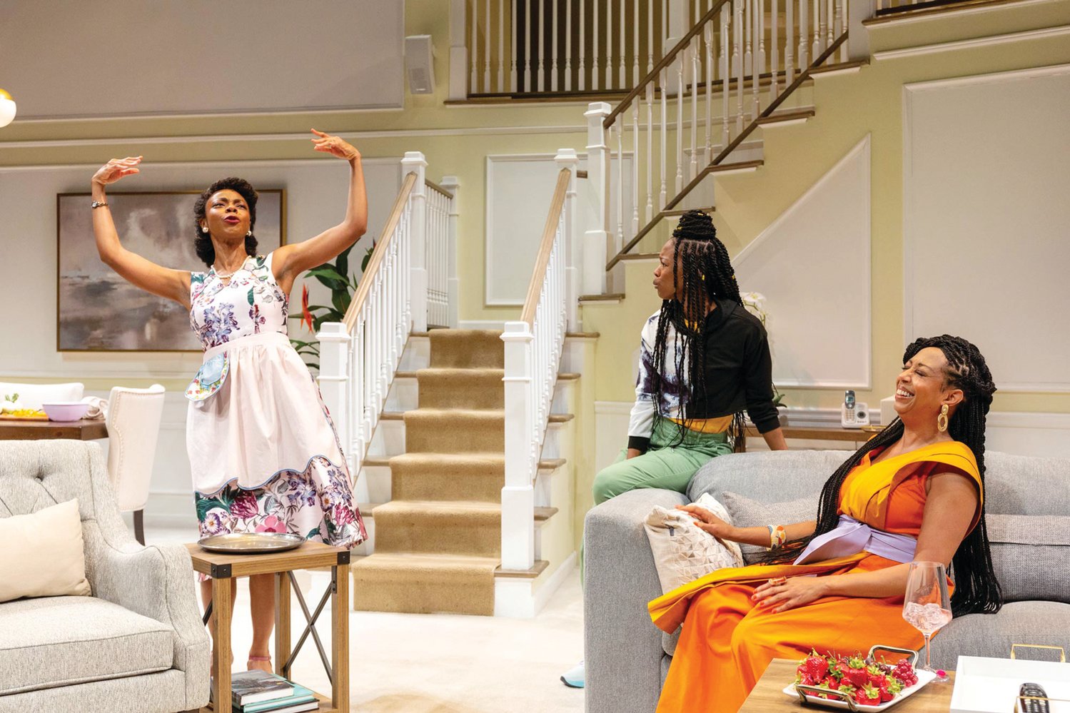 Mia Ellis as Beverly, Aizhaneya Carter as Keisha and Jackie Davis as Jasmine in Trinity Rep’s “Fairview.”