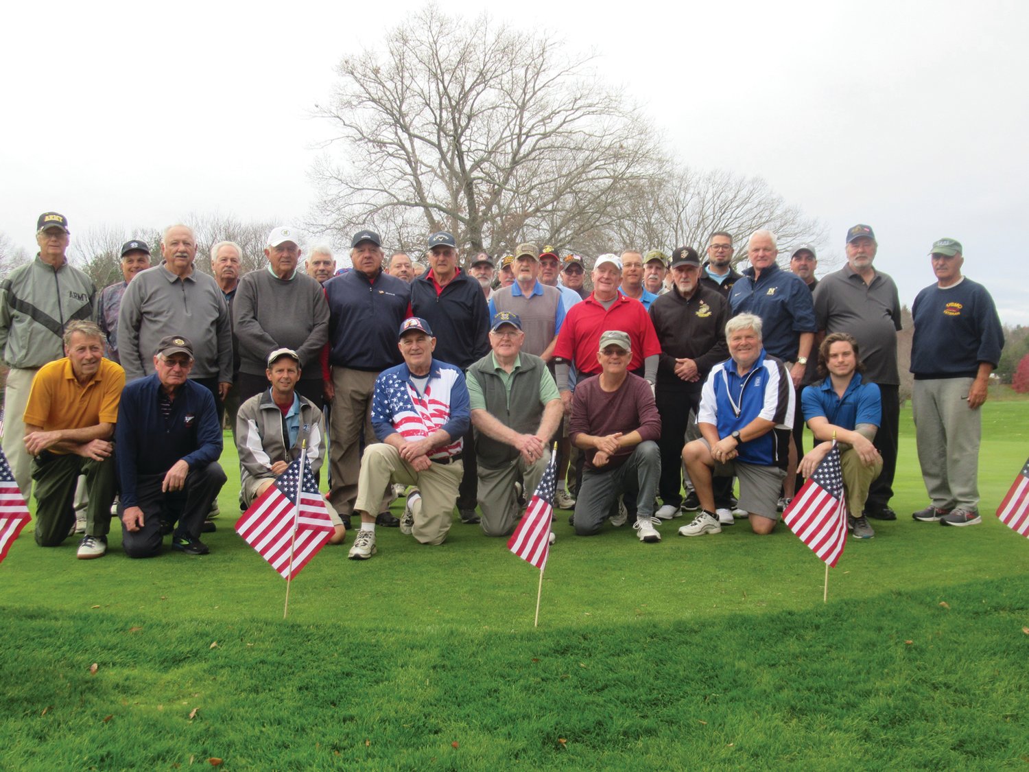 SPECIAL SALUTE: This is the group of 46 veterans who were honored and played in last week’s highly successful 2nd Annual Veterans Day Golf Tournament hosted by Gloucester Country Club. (Sun Rise photos by Pete Fontaine)