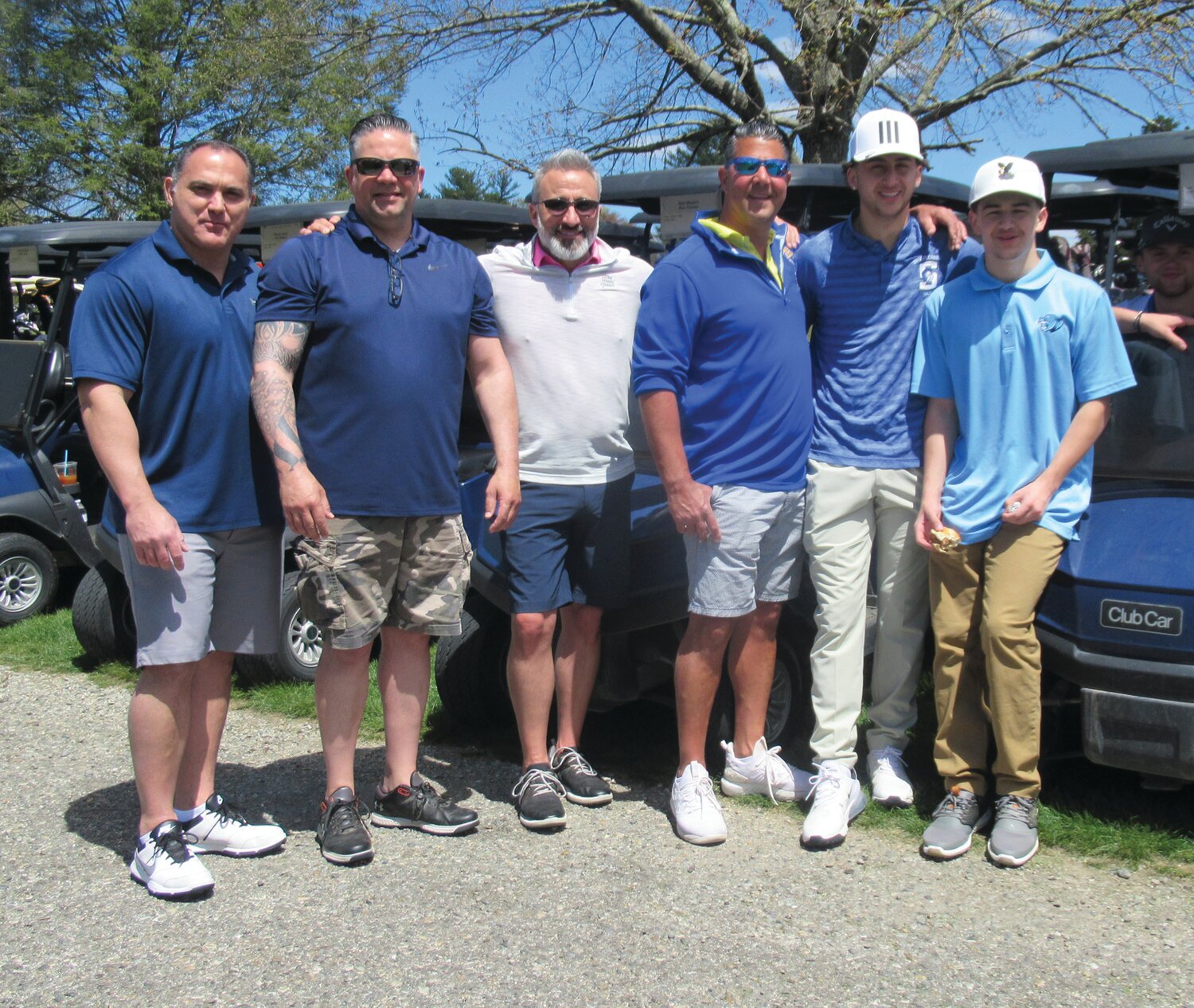FRIENDLY FOES: Among the 160 golfers who played in Saturday’s 16th annual JMCE Memorial Golf Tournament were: Mike DiRocco. Chris Miller, Arthur Pitassi, Mike St. Angelo, Michael St. Angelo, Michael Picerno, Ryan Parker and Jasper Bruinslot.