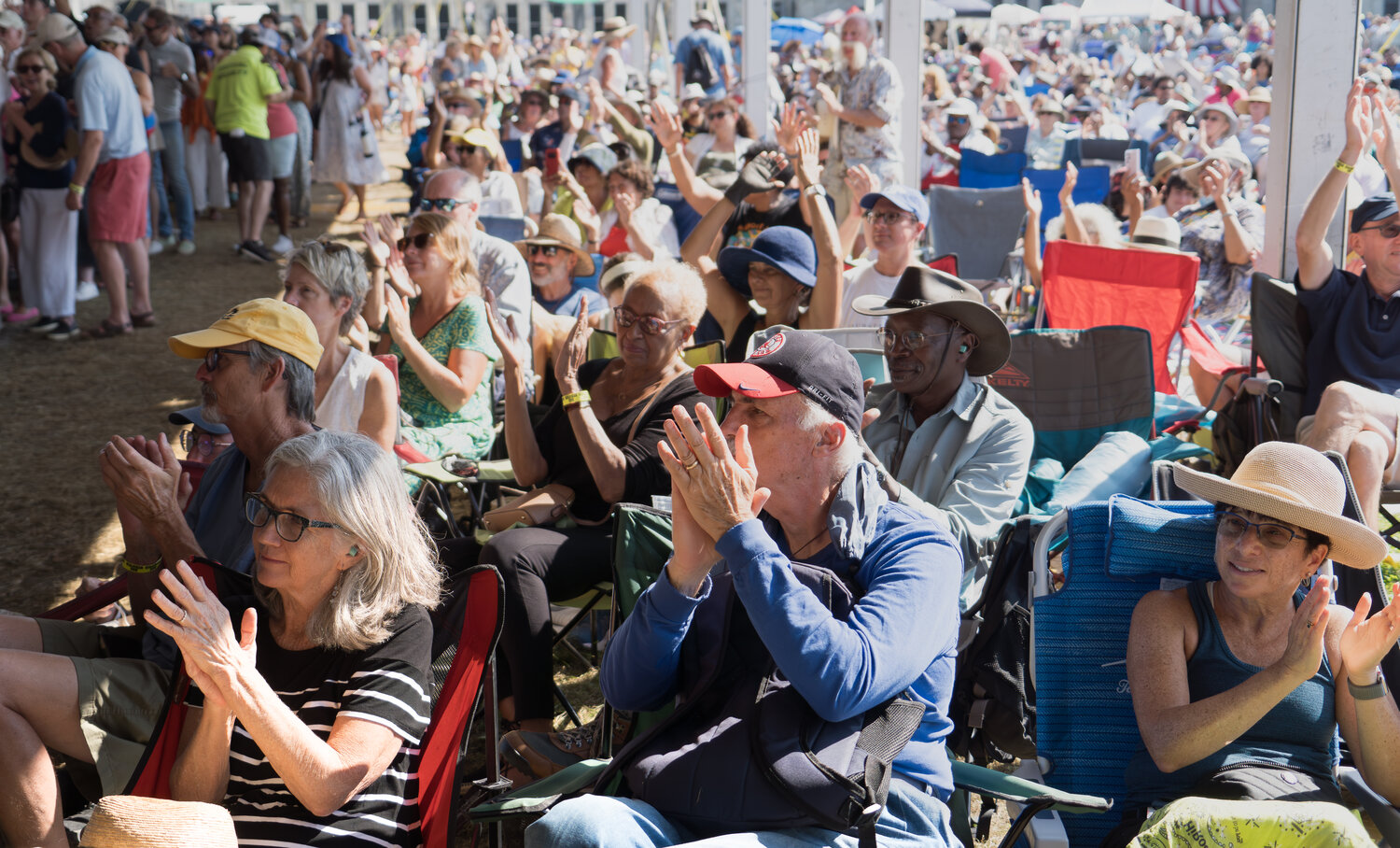 A large crowd cheers for Samara Joy after opening her set at the Newport Jazz Festival on Sunday, August 6. Samara has won multiple accolades in the jazz world including two GRAMMY Awards in 2023.
