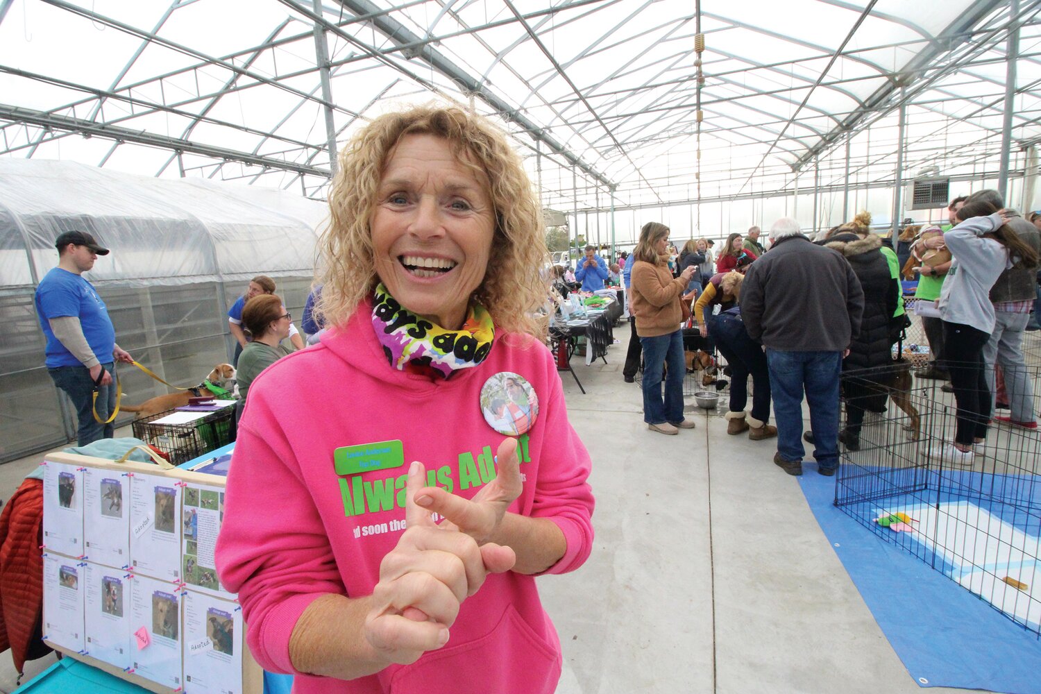 SAVING ANIMALS: Louise Anderson Nicolosi, founder of Always Adopt at at the super event on November 4, the 19th since she started it ten years ago. (Warwick Beacon photo)
